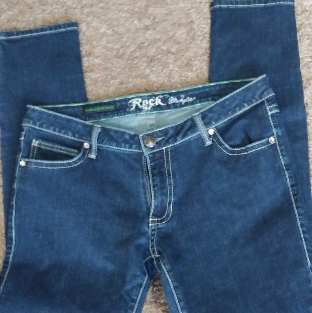 Women's Rick 47 by Wrangler dark blue Jeans. Size 11 x 31. Ultra low rise.